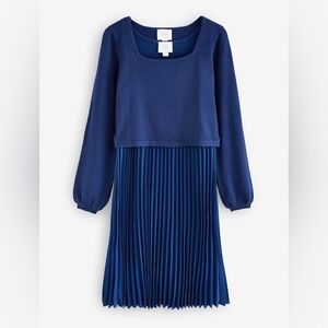 Seraphine Blue Square Neck Knit Maternity and Nursing Dress